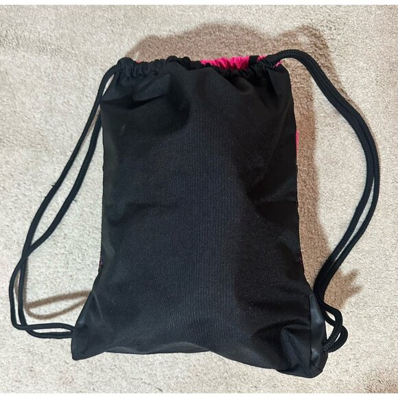 Adidas Backpack Pink And Black Drawstring Rope Style Pull Closure Zipper Pocket - Picture 8 of 10